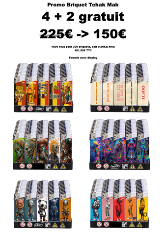 0003: Précommande: Promo Briquet rechargeable 4+2 gratuit (0,50€ htva/p)
