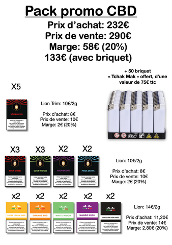 0001,2: Pack Promo avec Sour Diesel + briquet offert